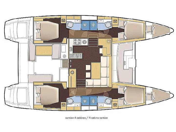 Lagoon 450  Flybridge - Tlocrt