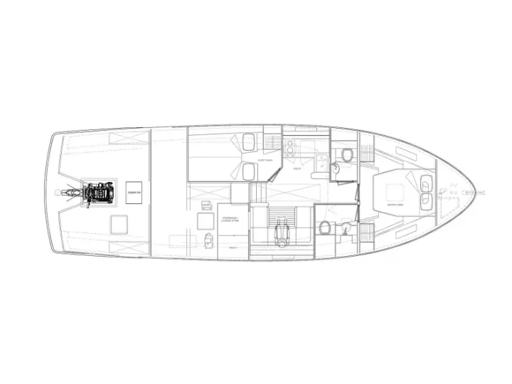 Cyrus 13.8 flybridge - Tlocrt